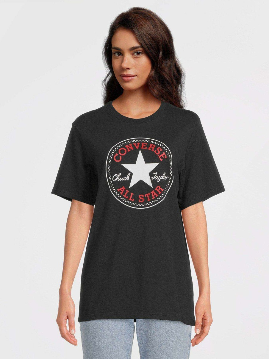 Women * | Converse Centre Chuck Patch Ss Tee Black