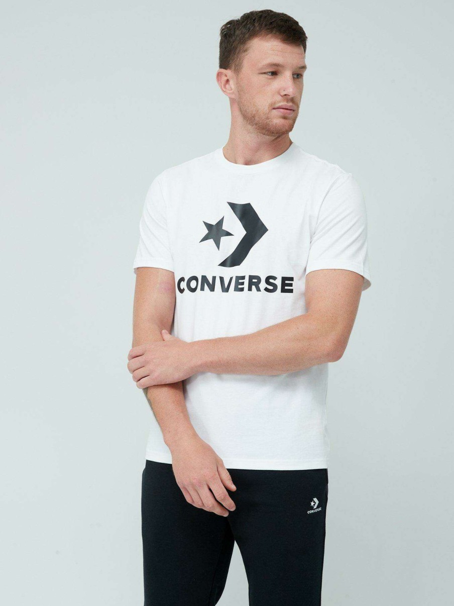 Men * | Converse Star Chevron Short Sleeve Tee White