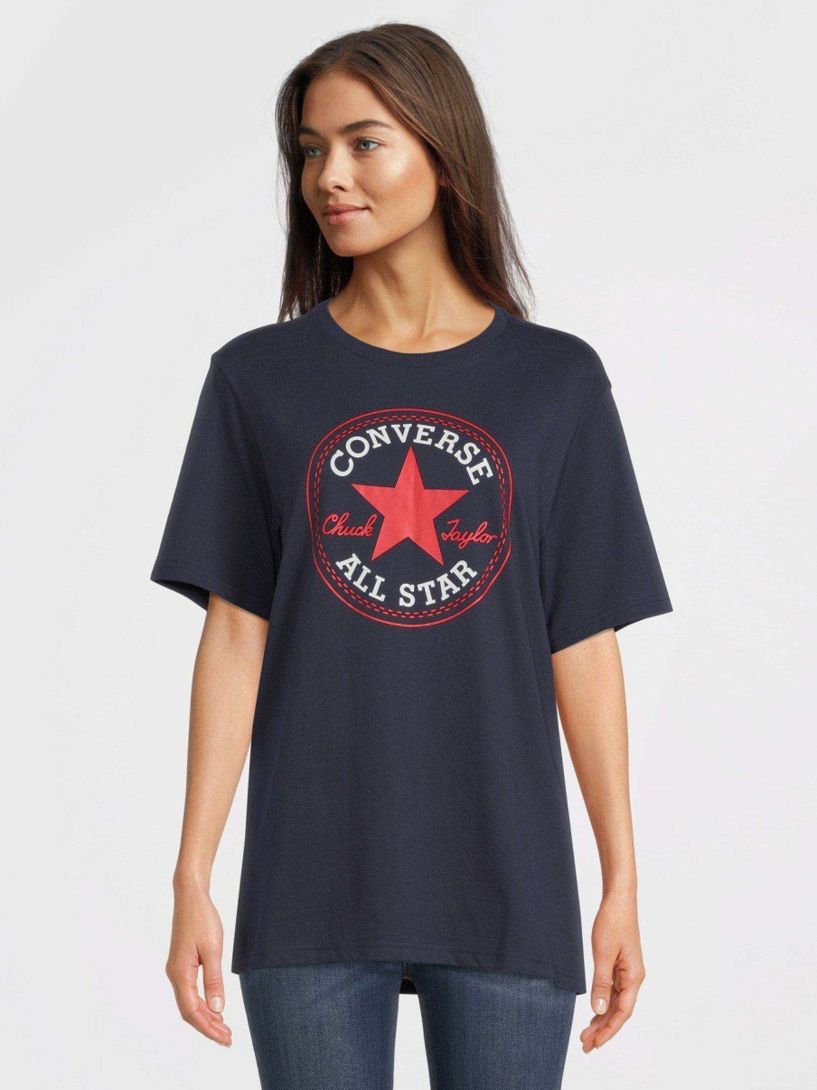 Women * | Converse Centre Chuck Patch Ss Tee Navy