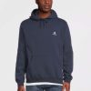 Men * | Converse Embroidered Star Chevron Left Chest Pullover Hoodie Navy