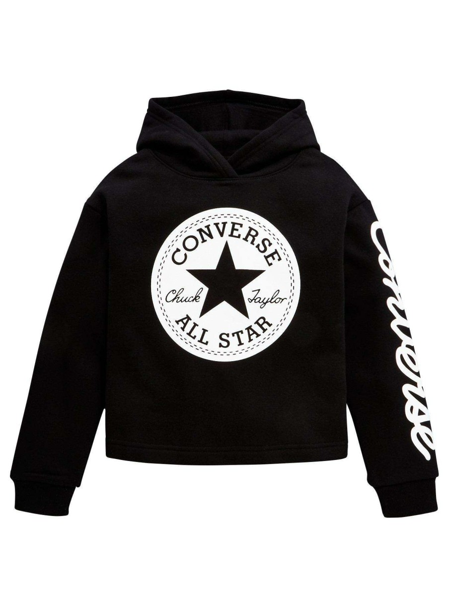 Kids * | Converse Older Kids Chuck Patch Cropped Hoodie Black