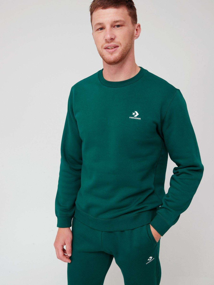 Men * | Converse Embroidered Star Chevron Left Chest Crew Bottle Green