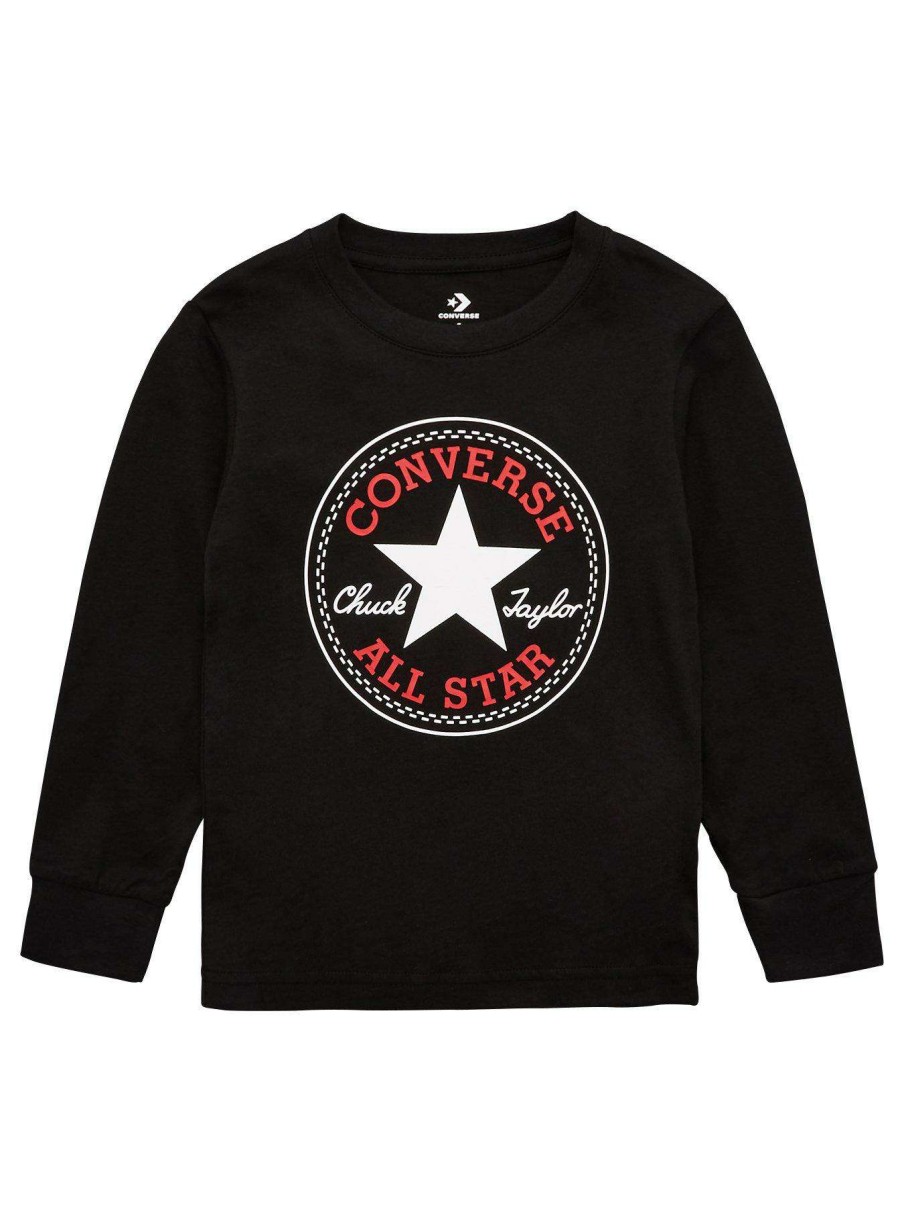 Kids * | Converse Chuck Patch Long Sleeve Top Black