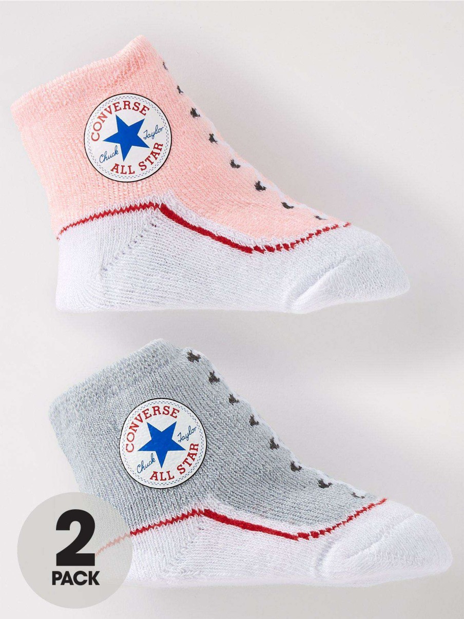 Gifts * | Converse Younger Chuck Infant Toddler Bootie 2 Pack Pink/Grey