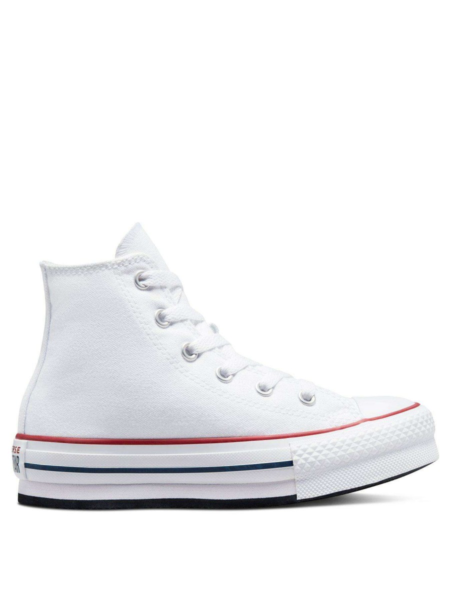 Kids * | Converse Chuck Taylor All Star Hi Childrens Girls Eva Lift Canvas Platform Trainers -White