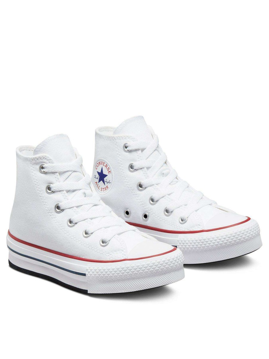 Kids * | Converse Chuck Taylor All Star Hi Childrens Girls Eva Lift Canvas Platform Trainers -White