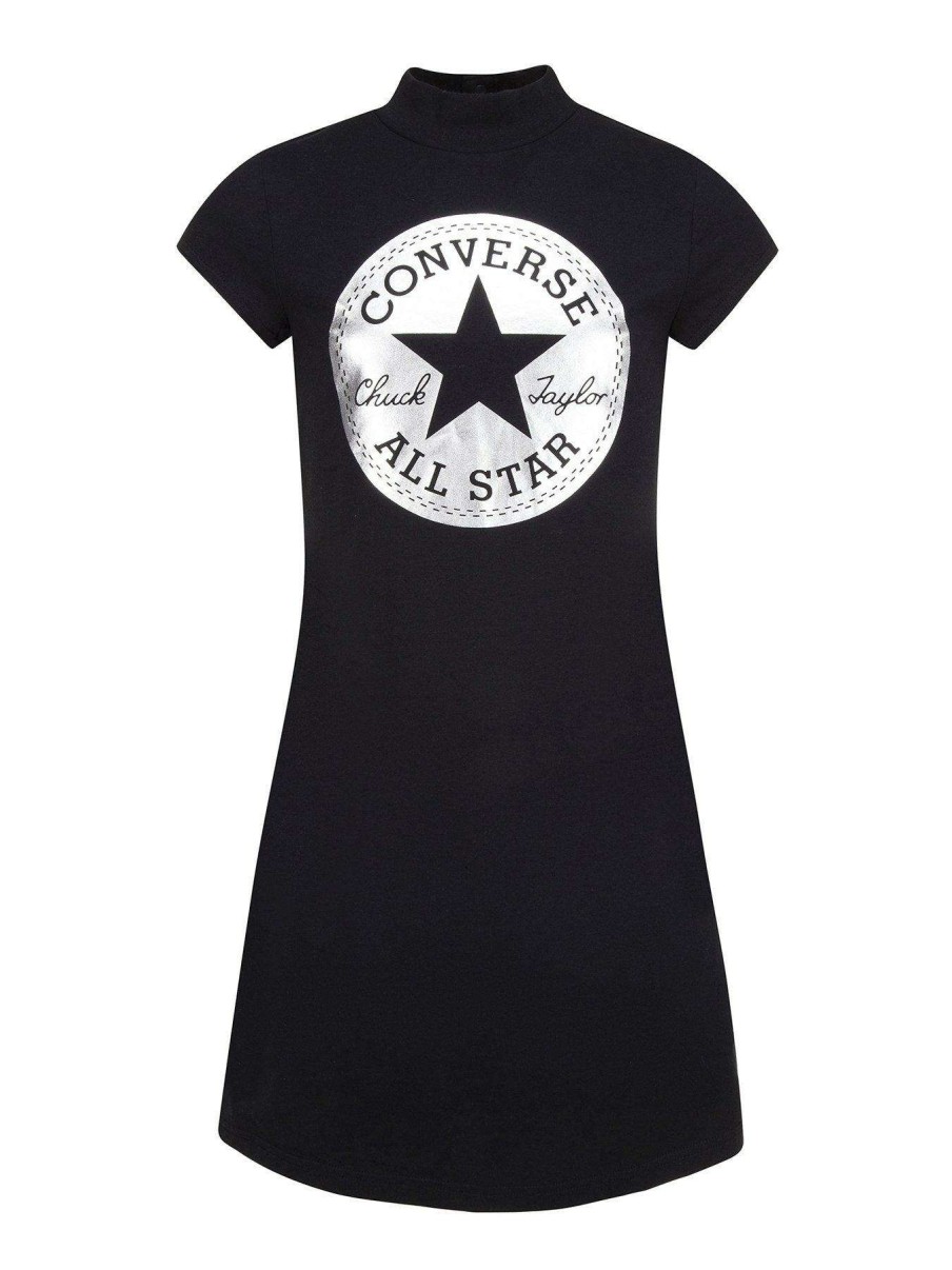 Kids * | Converse Older Girls Shine Chuck Patch T-Shirt Dress Black