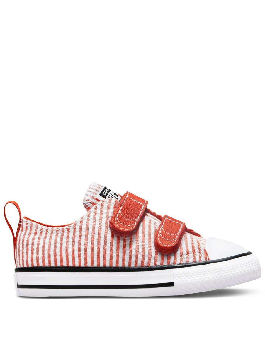 Kids * | Converse Chuck Taylor All Star Infant 2V Seersucker Stripes Trainers Orange/White/Black