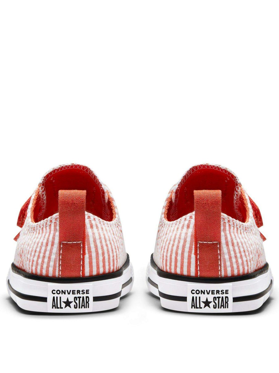 Kids * | Converse Chuck Taylor All Star Infant 2V Seersucker Stripes Trainers Orange/White/Black