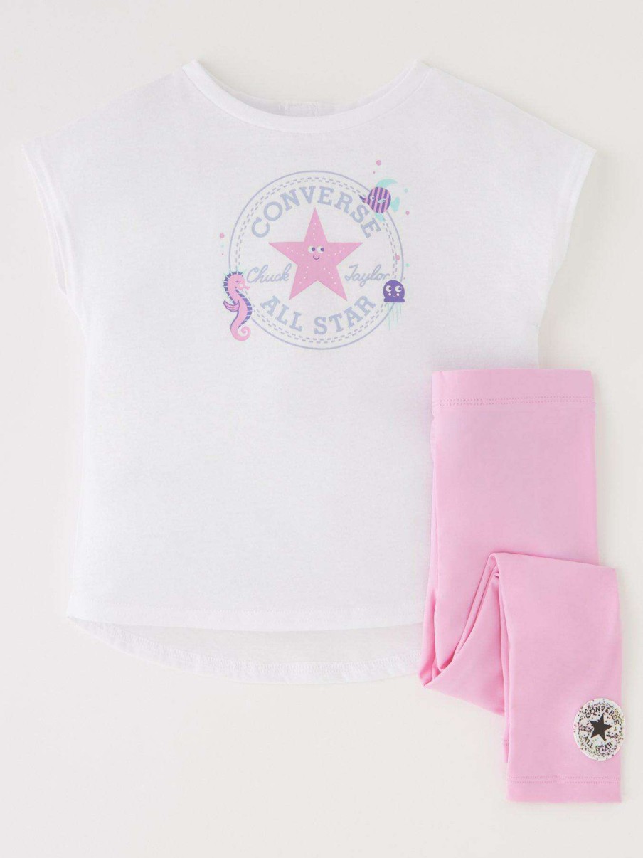 Kids * | Converse Infant Girls Sequin Shine Legging Set Pink