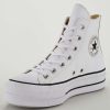 Women * | Converse Chuck Taylor All Star Leather Lift Platform Hi-Tops White