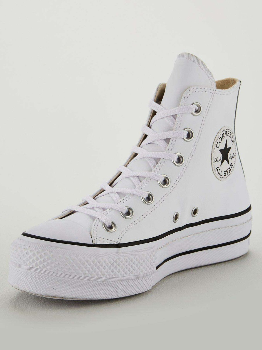 Women * | Converse Chuck Taylor All Star Leather Lift Platform Hi-Tops White