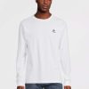 Men * | Converse Embroidered Star Chevron Left Chest Long Sleeve T-Shirt White