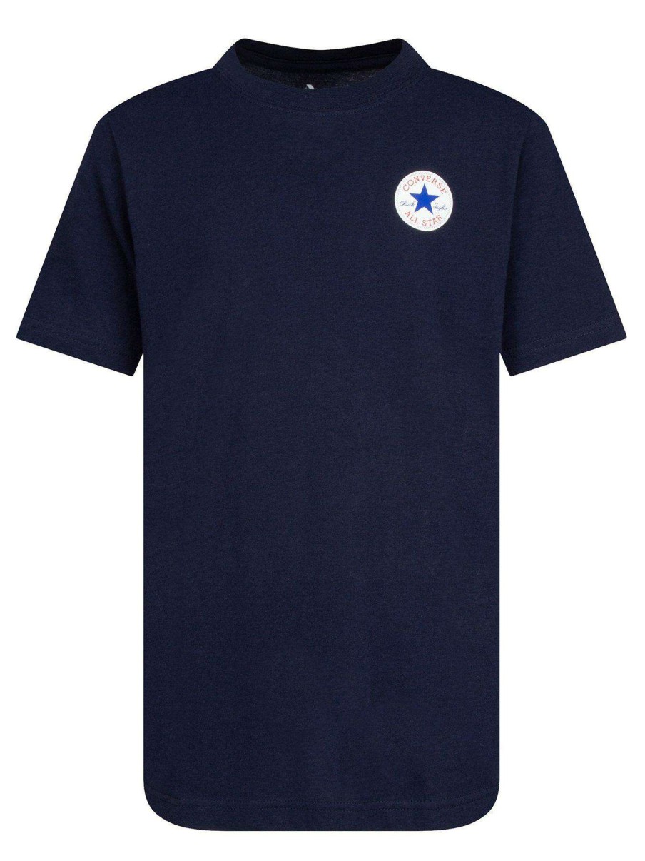 Kids * | Converse Older Boys Short Sleeve Printed Chuck Taylor Patch T-Shirt Navy