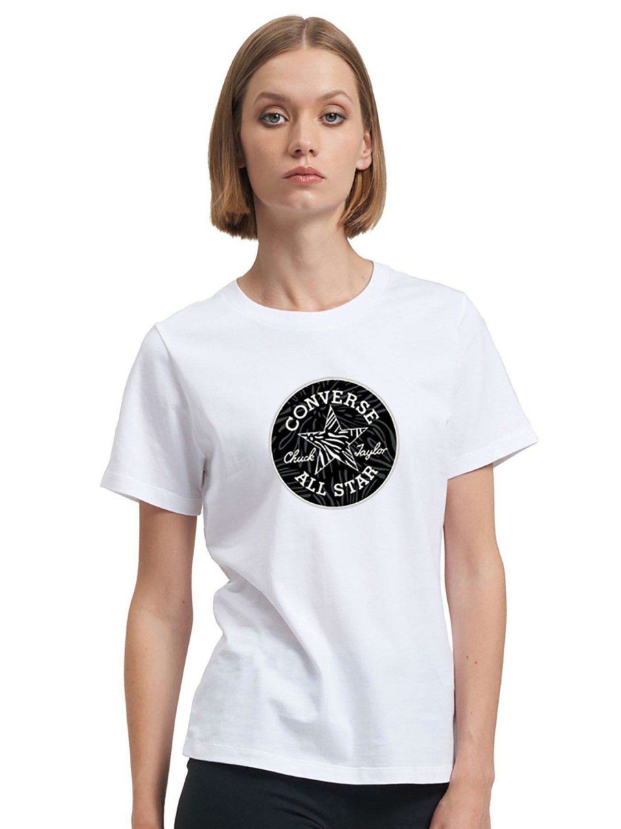 Women * | Converse Chuck Anamalier Short Sleeve T-Shirt White/Black