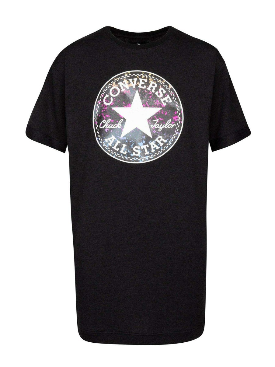 Kids * | Converse Short Sleeve Chuck Patch Dress Black