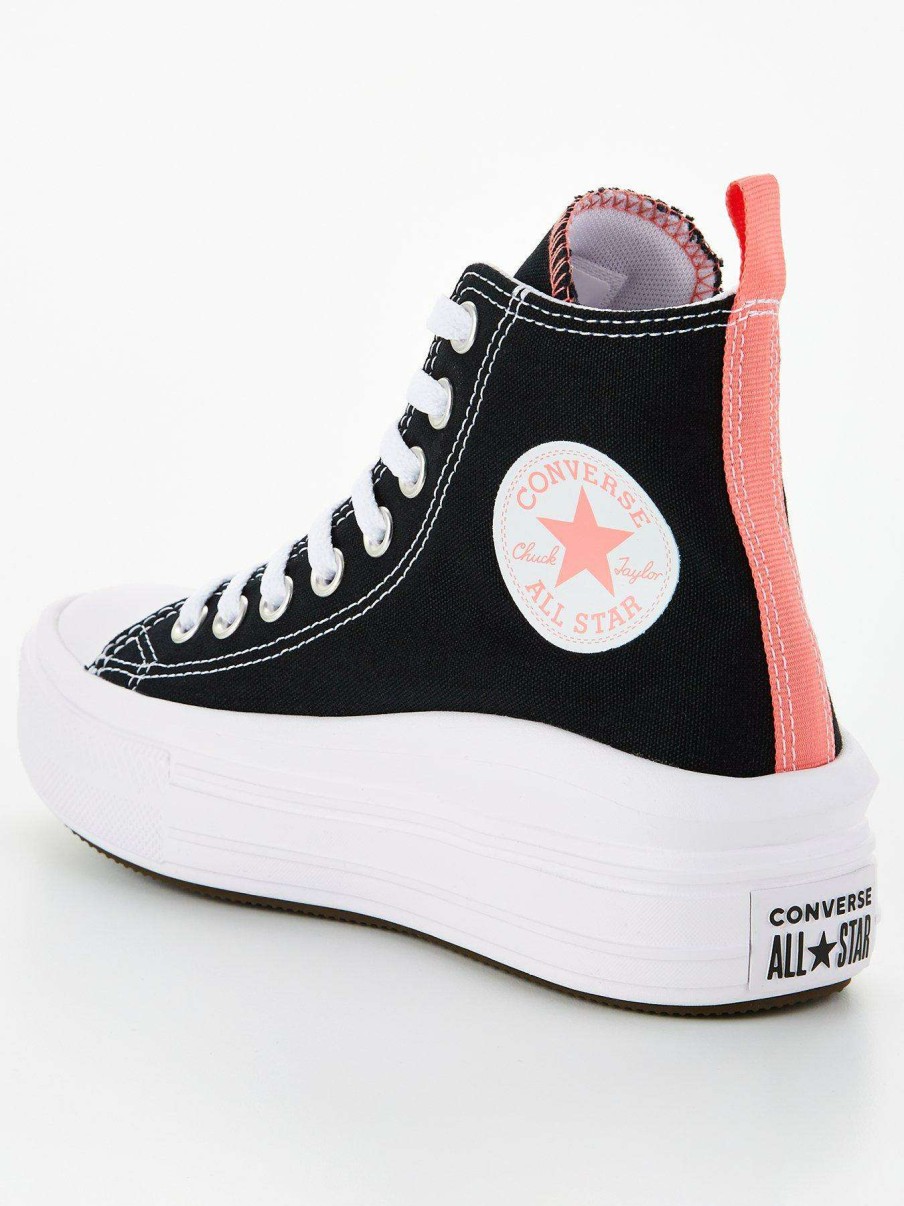 Kids * | Converse Chuck Taylor All Star Hi Junior Girls Move Canvas Platform Trainers -Black/Pink/White