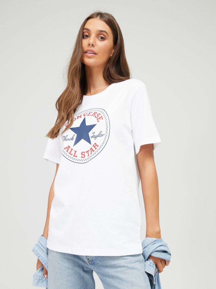 Women * | Converse Centre Chuck Patch Ss Tee White