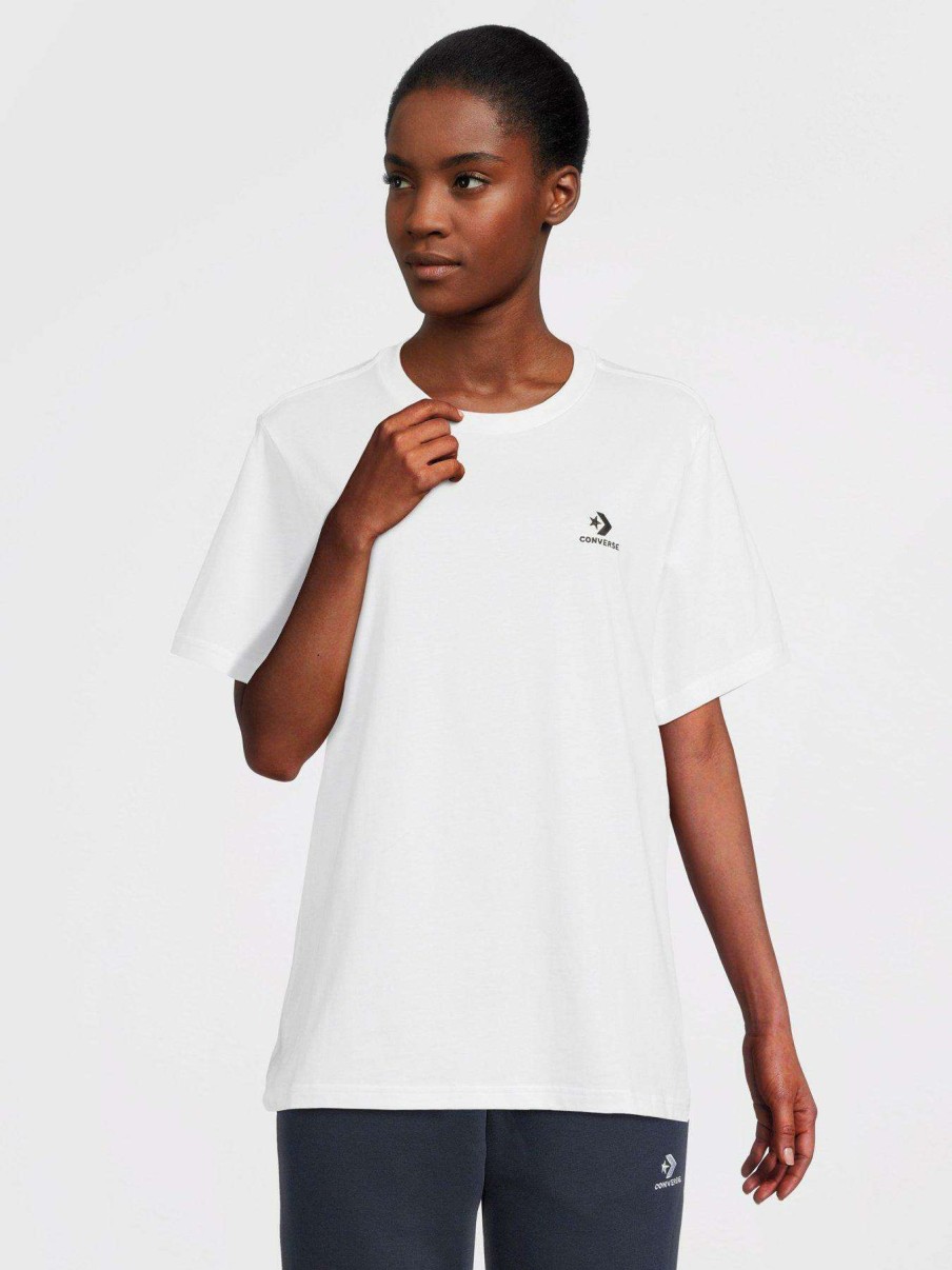 Women * | Converse Left Star Chevron Ss Tee White