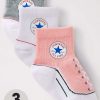 Gifts * | Converse Younger Chuck Infant Toddler Quarter Socks 3 Pack Pink/White/Grey