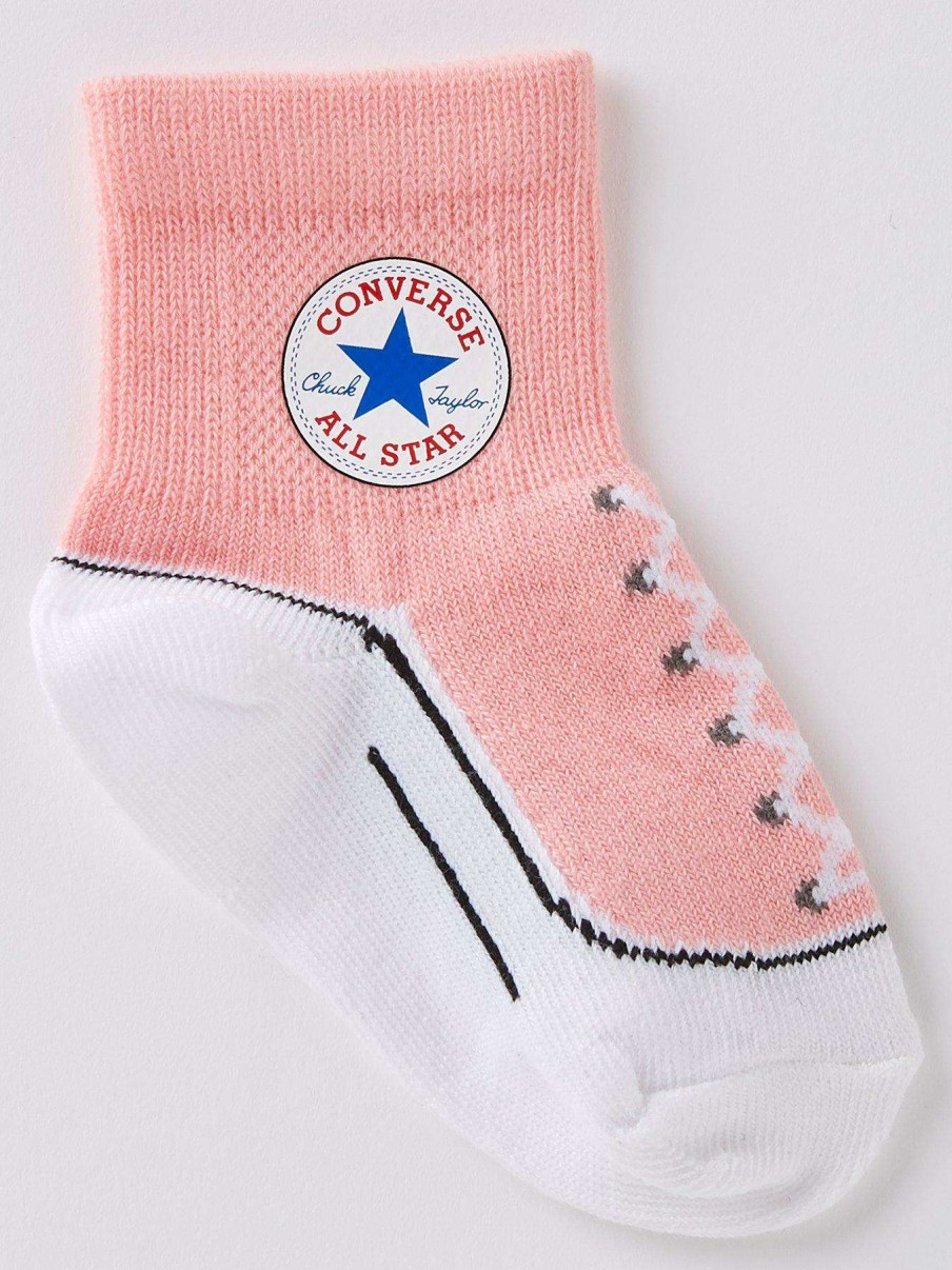 Gifts * | Converse Younger Chuck Infant Toddler Quarter Socks 3 Pack Pink/White/Grey