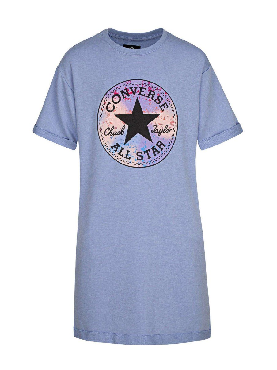 Kids * | Converse Short Sleeve Chuck Patch Dress Blue