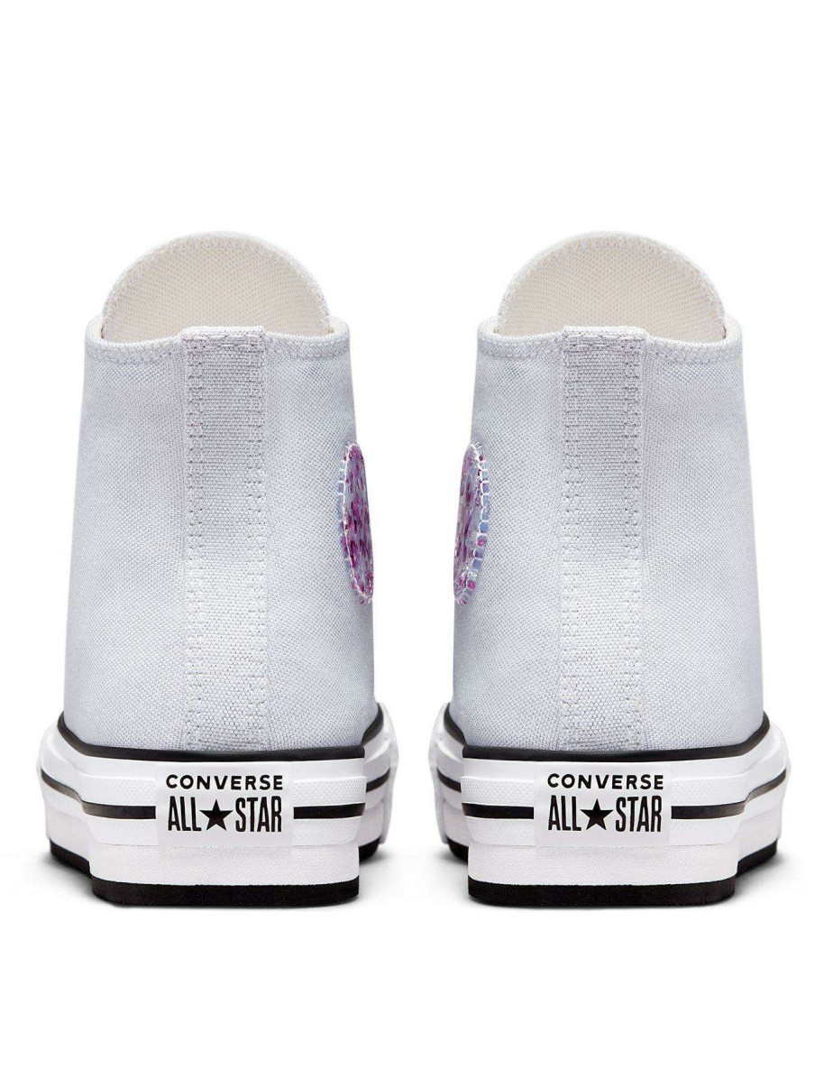 Kids * | Converse Chuck Taylor All Star Hi Junior Girls Eva Lift Glitter Platform Trainers -White/Silver