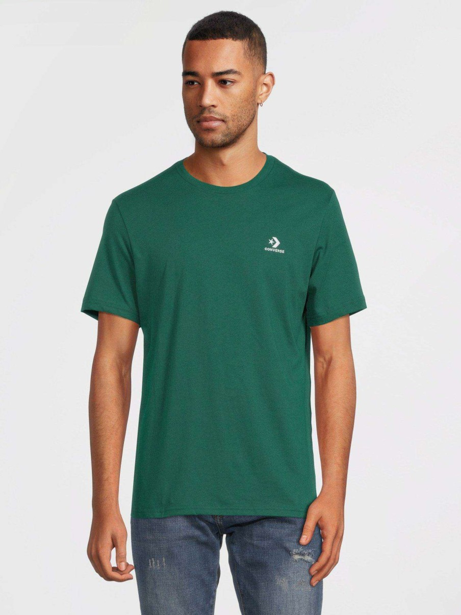 Men * | Converse Embroidered Star Chevron Left Chest Short Sleeve T-Shirt Bottle Green