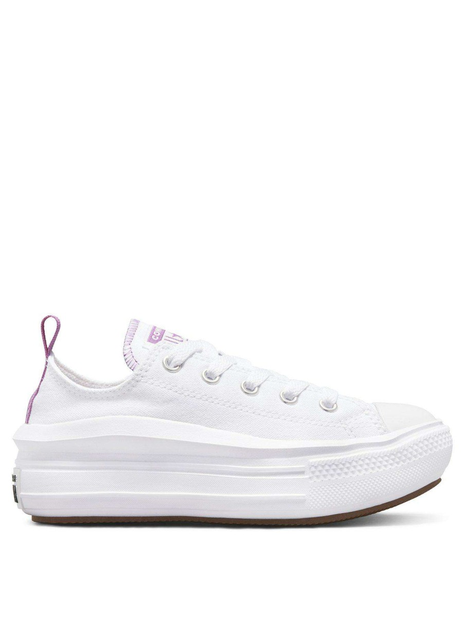 Kids * | Converse Chuck Taylor All Star Ox Childrens Girls Move Canvas Platform Trainers -White/Purple