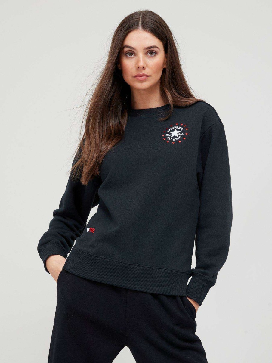 Women * | Converse Chuck Taylor Love Me Sweat Top Black