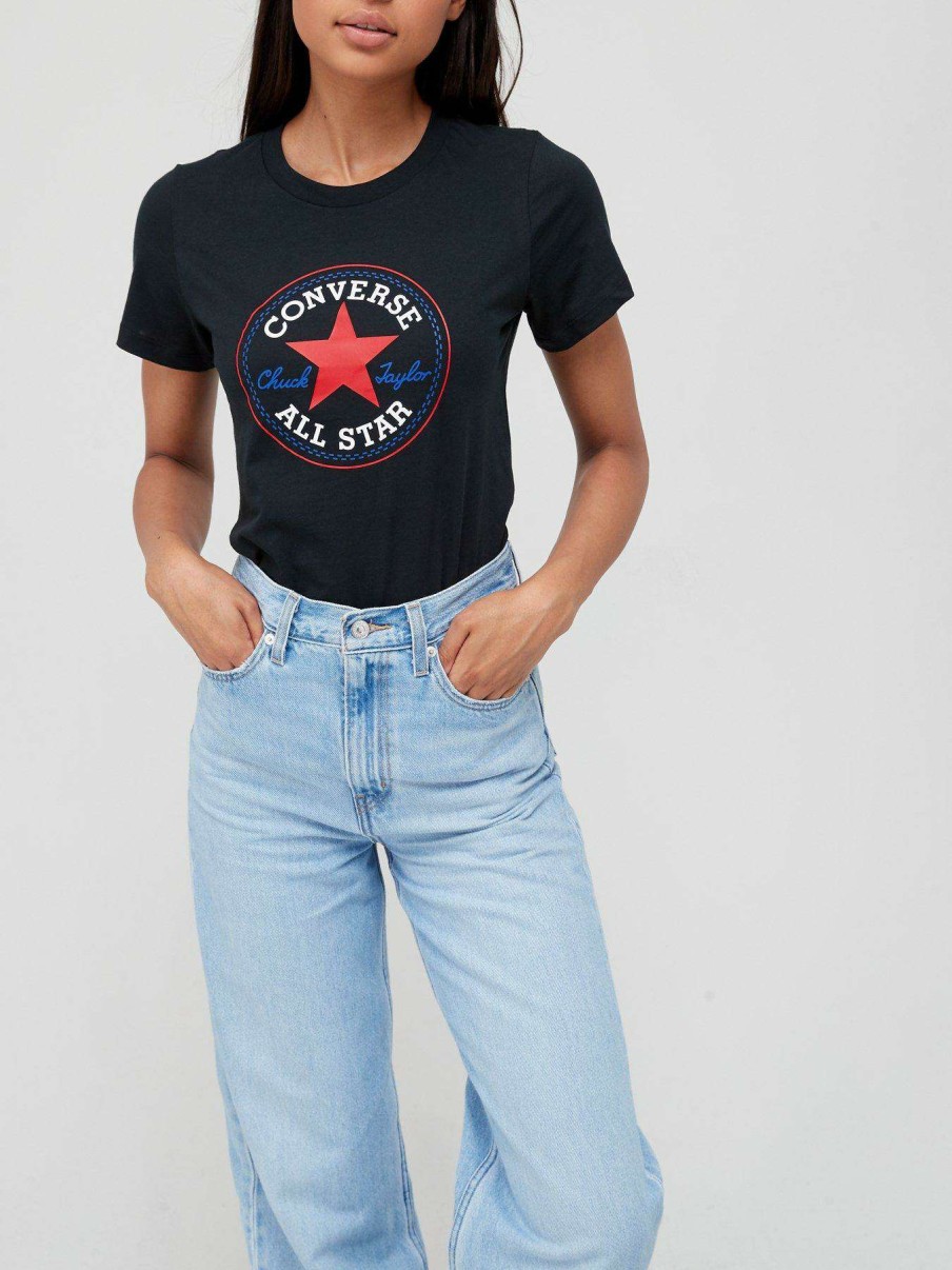 Women * | Converse Chuck Taylor All Star Patch T-Shirt Black