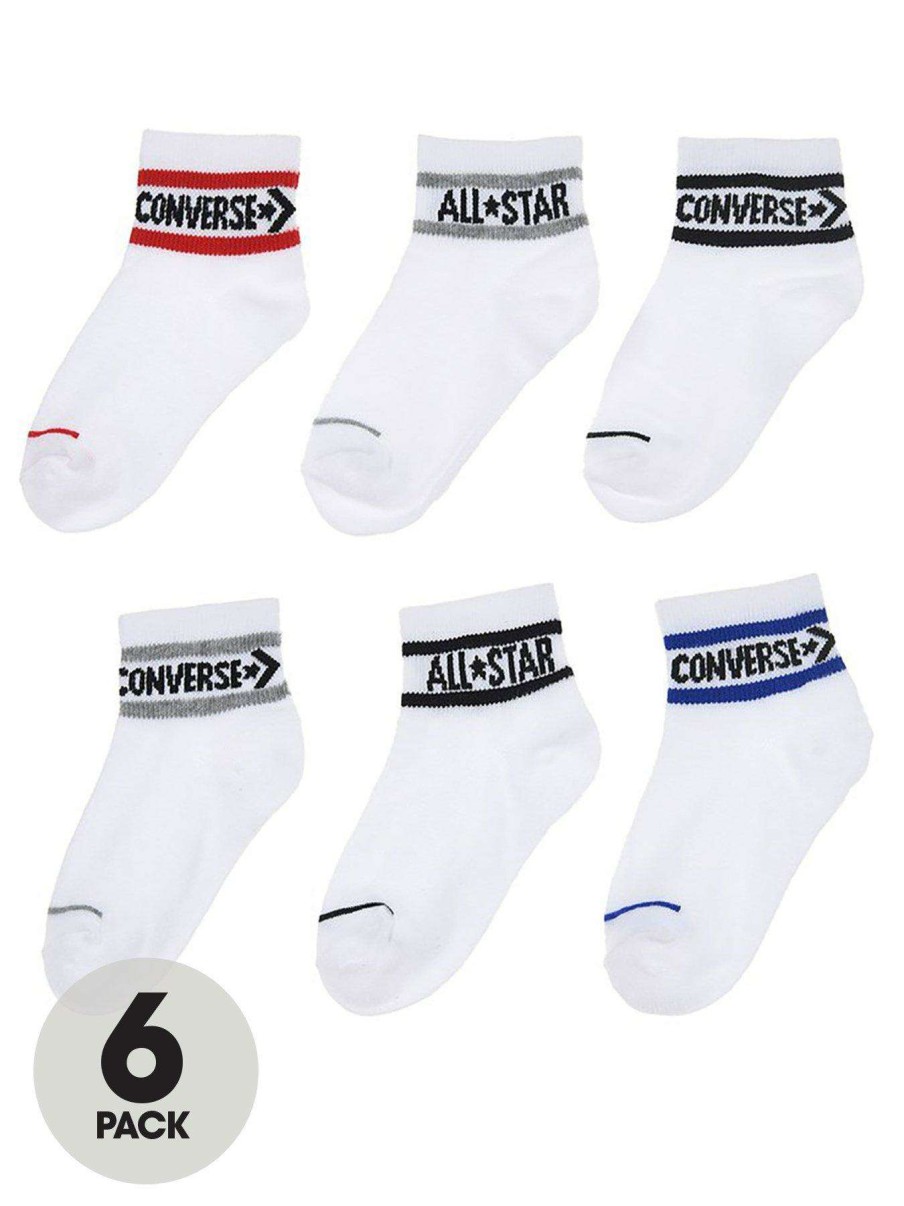 Kids * | Converse Younger Kids Wordmark Ankle 6Pk Socks White