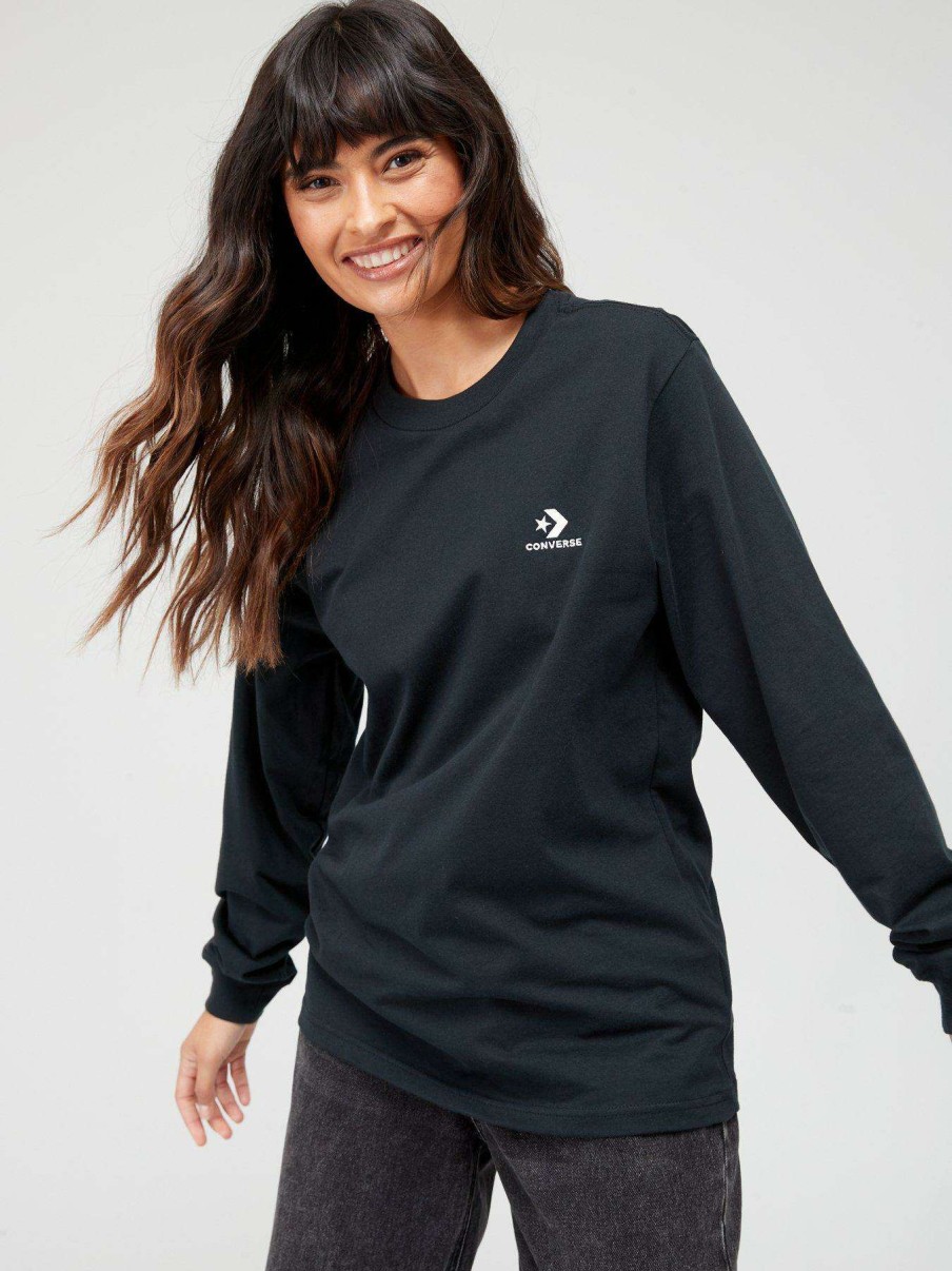 Women * | Converse Left Chest Star Chev Emb Long Sleeve Tee