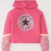 Kids * | Converse Older Girls Colorblocked Printed Hoodie Pink