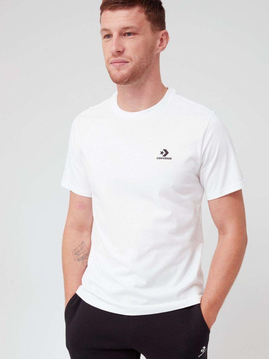 Men * | Converse Embroidered Star Chevron Left Chest Short Sleeve Tee White