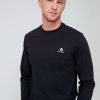 Men * | Converse Embroidered Star Chevron Left Chest Long Sleeve Tee Black