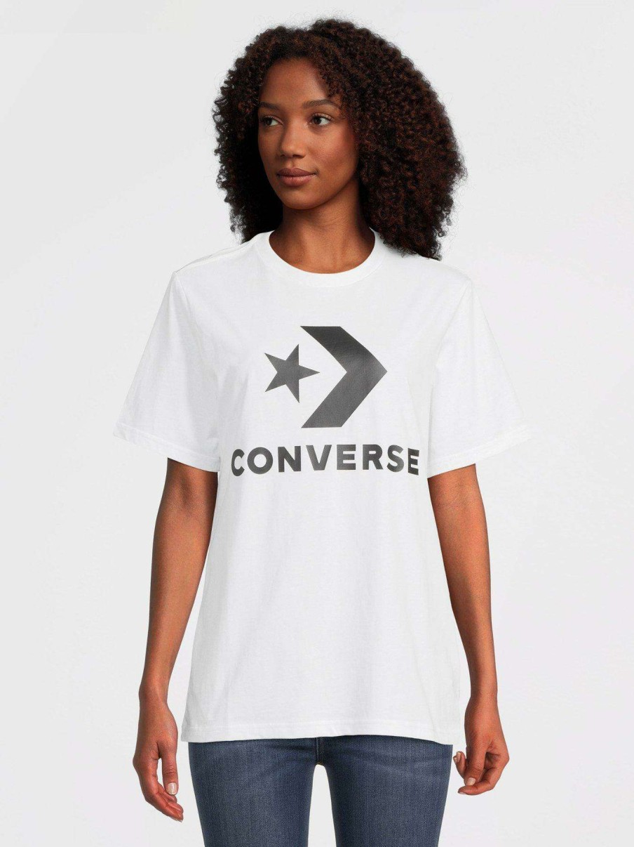 Women * | Converse Large Centre Star Chevron Ss Tee White