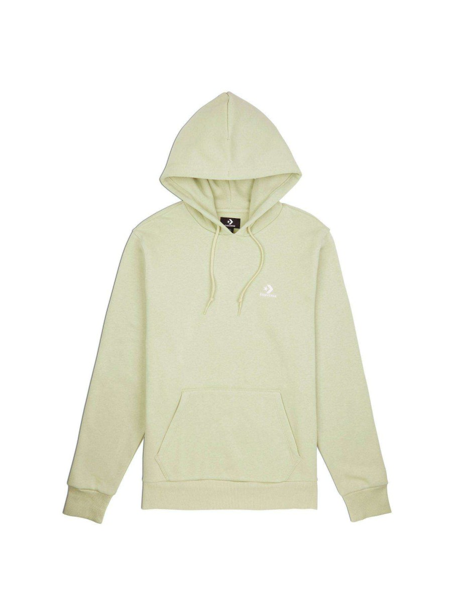 Men * | Converse Embroidered Star Chevron Fleece Pullover Hoodie Beige