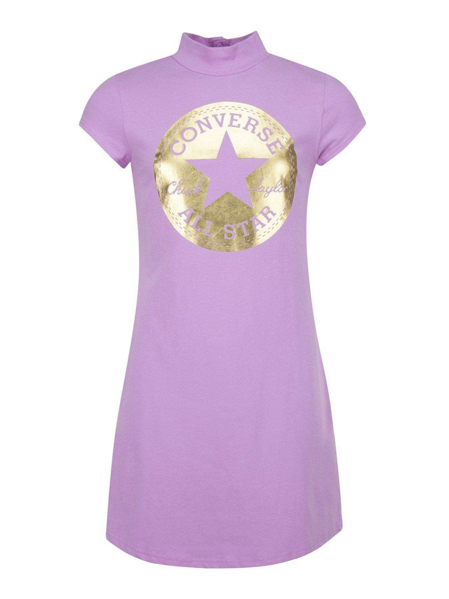 Kids * | Converse Older Girls Shine Chuck Patch T-Shirt Dress Pink