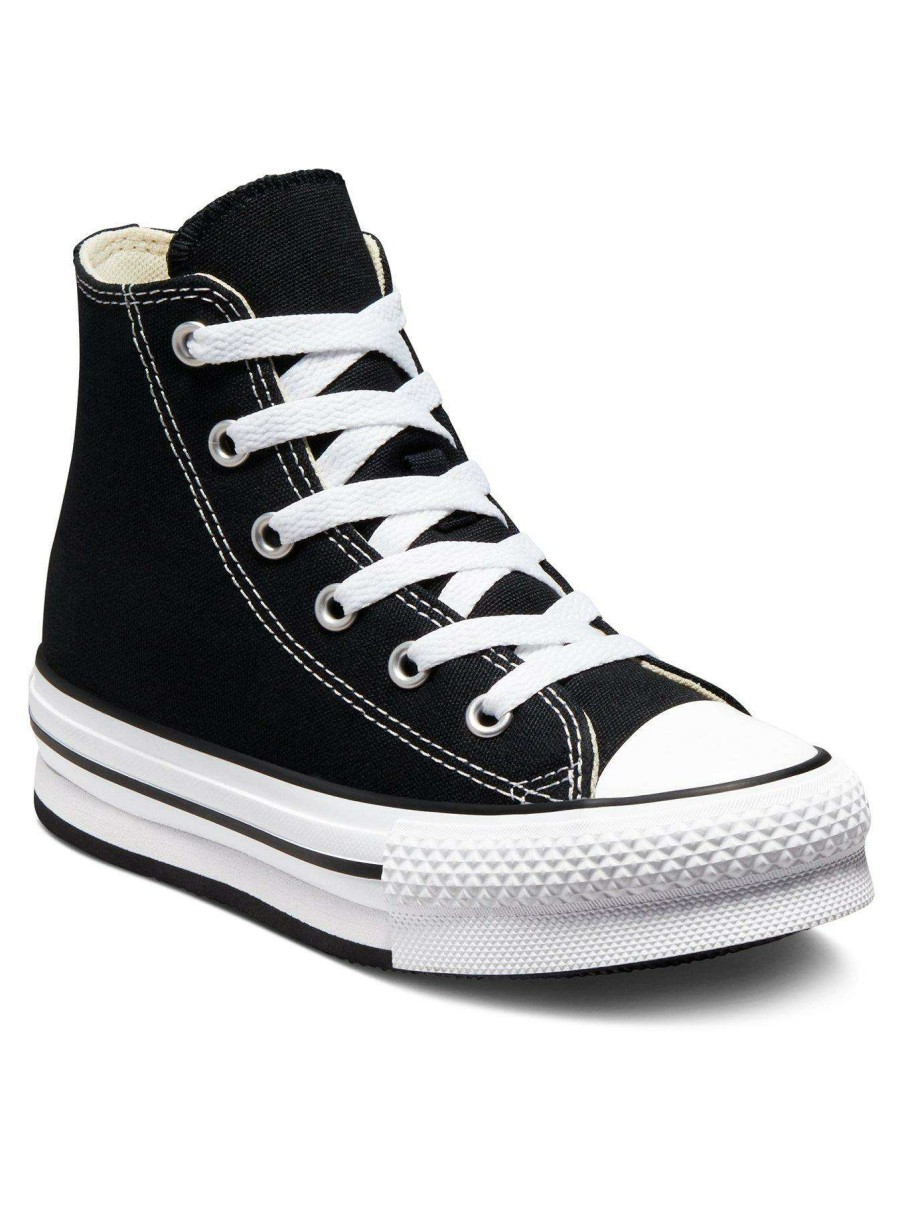 Kids * | Converse Chuck Taylor All Star Hi Childrens Girls Eva Lift Canvas Platform Trainers -Black/White