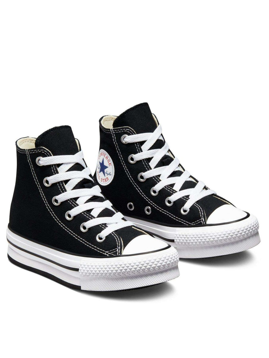 Kids * | Converse Chuck Taylor All Star Hi Childrens Girls Eva Lift Canvas Platform Trainers -Black/White