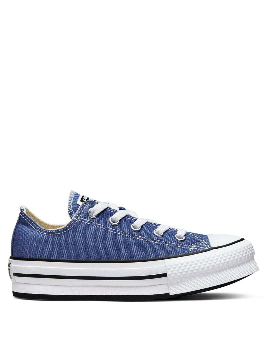 Kids * | Converse Chuck Taylor All Star Ox Childrens Girls Eva Lift Canvas Platform Trainers -Blue/White