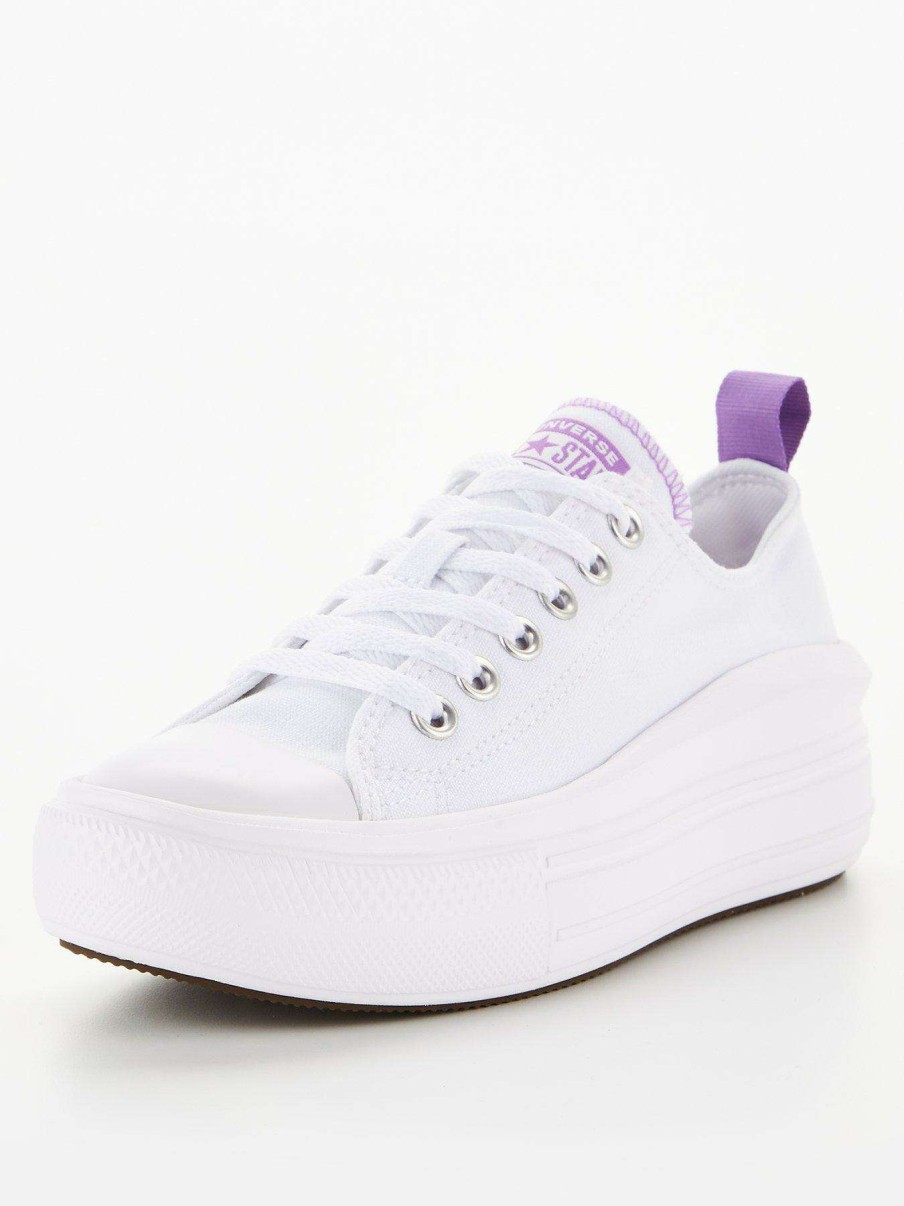 Kids * | Converse Chuck Taylor All Star Ox Junior Girls Move Color Pop Platform Trainers -White/Purple