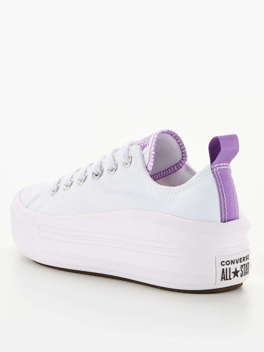 Kids * | Converse Chuck Taylor All Star Ox Junior Girls Move Color Pop Platform Trainers -White/Purple