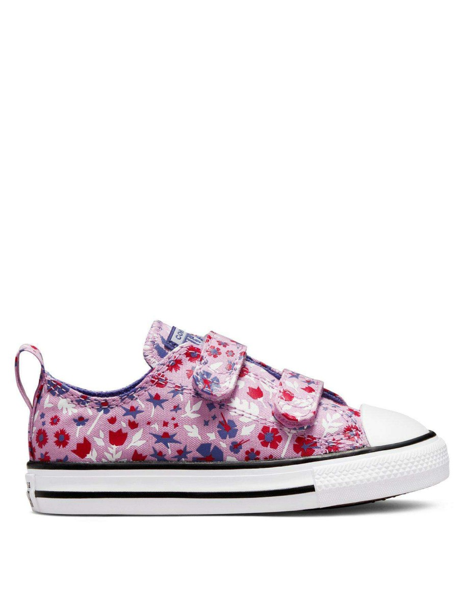 Kids * | Converse Chuck Taylor All Star Ox Infant Girls 2V Paper Floral Print Trainers -Purple/Multi