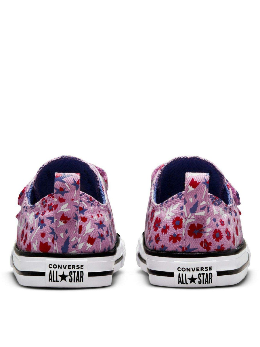 Kids * | Converse Chuck Taylor All Star Ox Infant Girls 2V Paper Floral Print Trainers -Purple/Multi