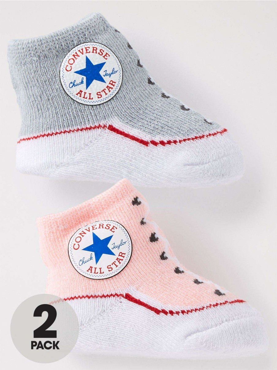 Gifts * | Converse Younger Chuck Infant Toddler Bootie 2 Pack Pink/Grey