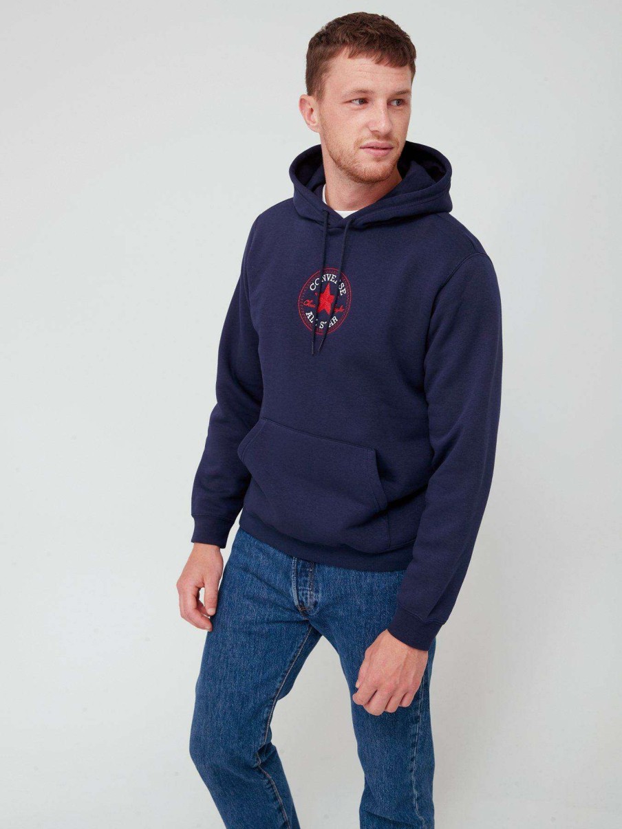 Men * | Converse Chuck Taylor Patch Graphic Pullover Hoodie Navy