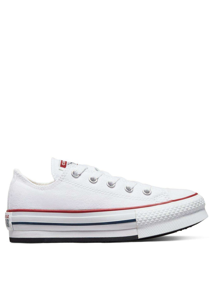 Kids * | Converse Chuck Taylor All Star Ox Childrens Girls Eva Lift Canvas Platform Trainers -White