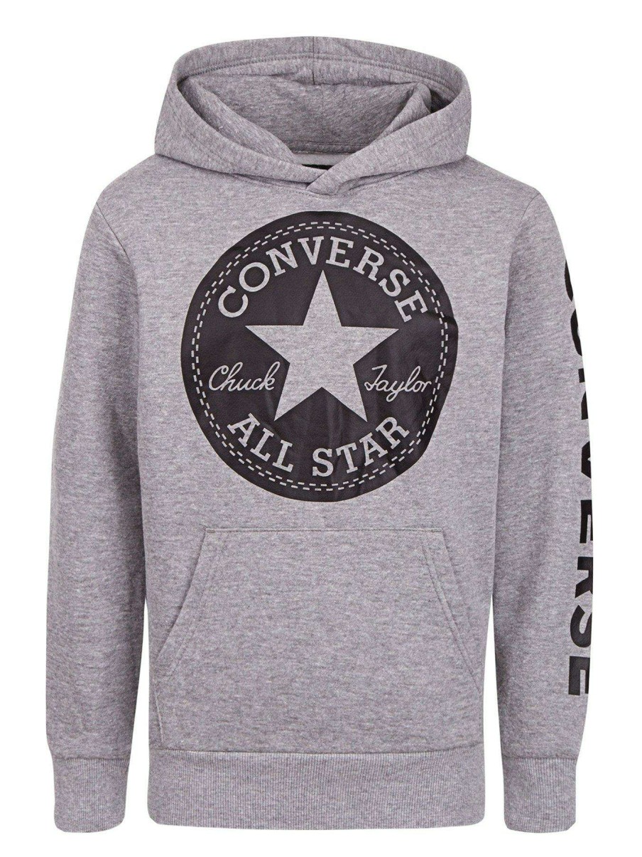 Kids * | Converse Older Boys Signature Chuck Patch Pullover Hoodie Grey